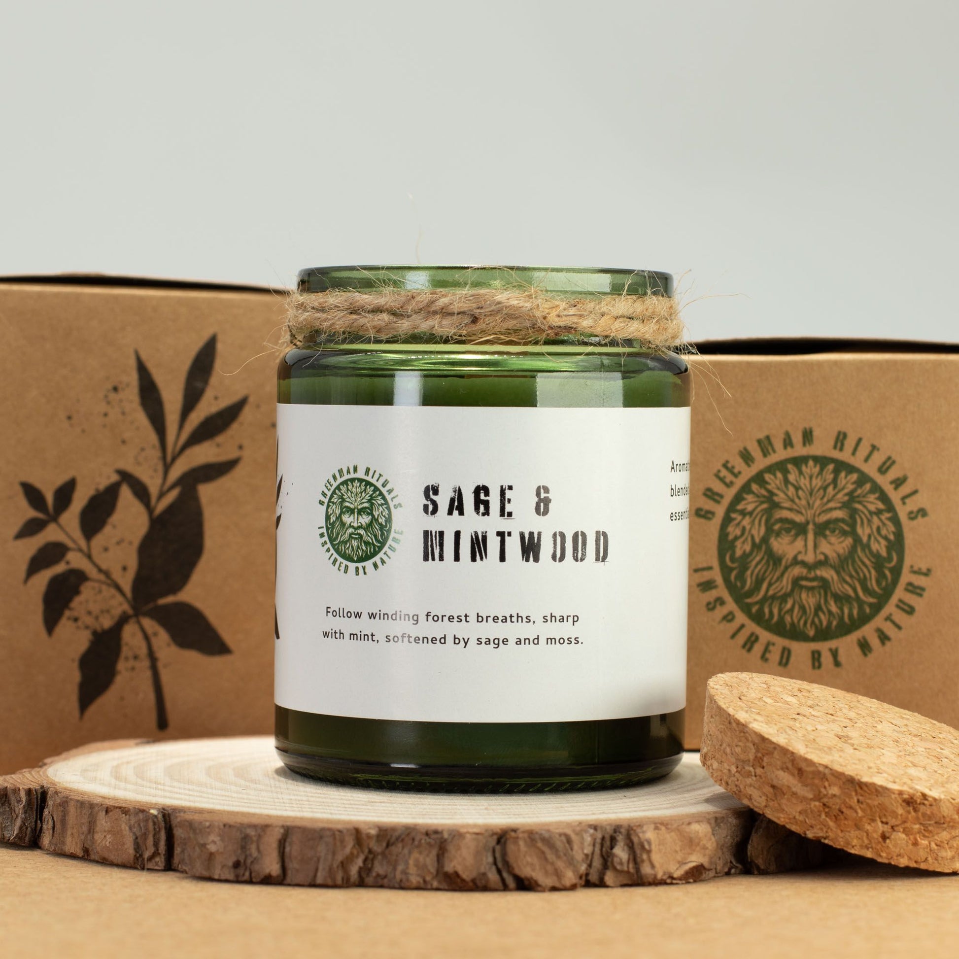 Greenman Woodwick Soy Candle - Sage & Mintwood – product image 5