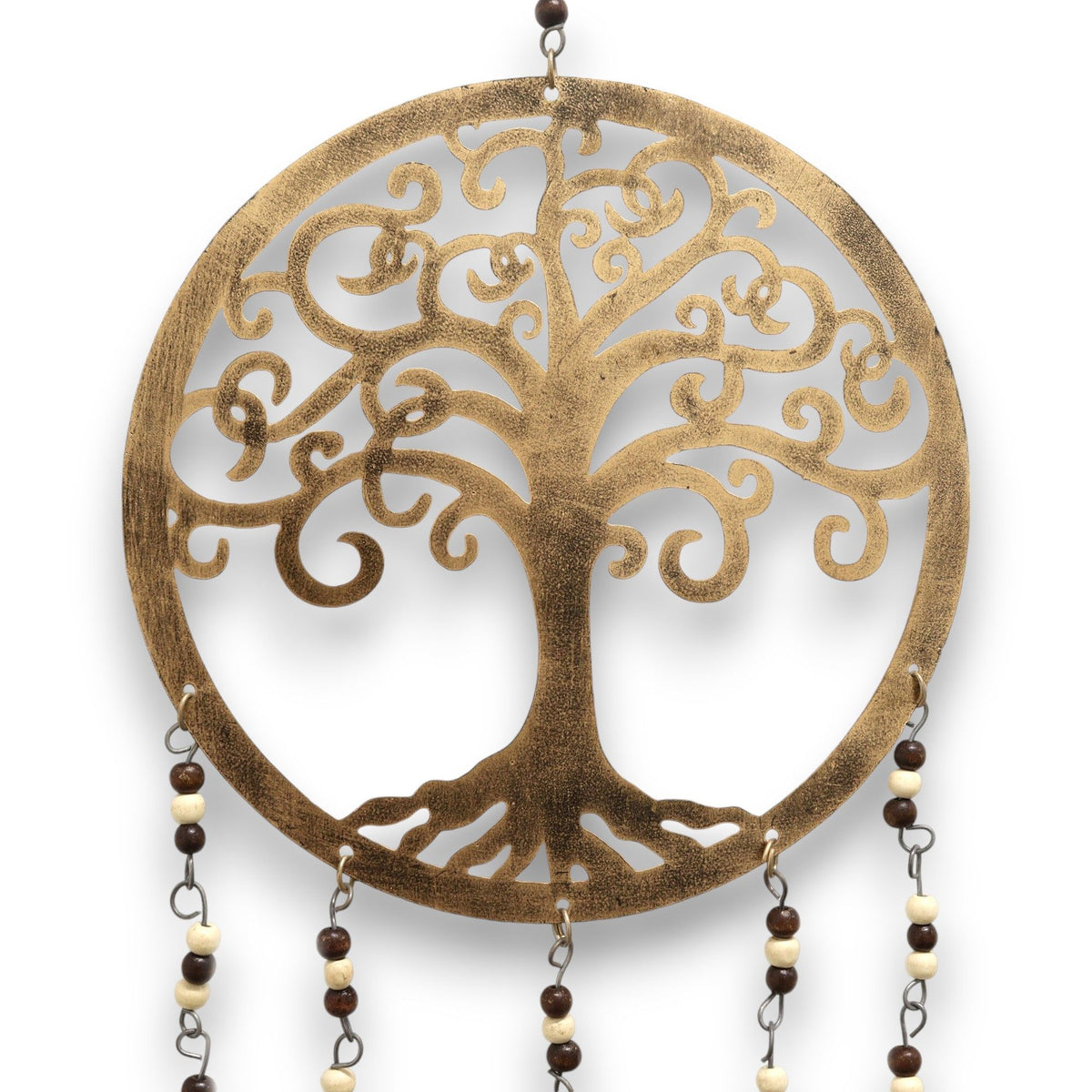 Tree of Life Brass Bell Chime with Glass Beads, Large