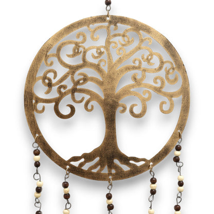 Tree of Life Brass Bell Chime with Glass Beads, Large