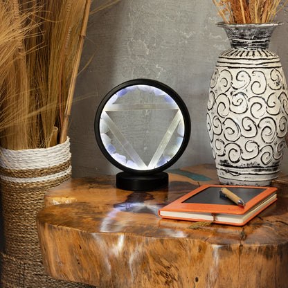 Water Gemstone Halo Lamp, Aquamarine and Selenite