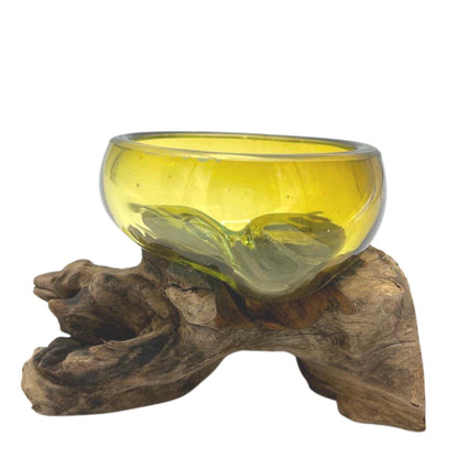 Amber Molten Glass Mini Bowl on Gamal Wood