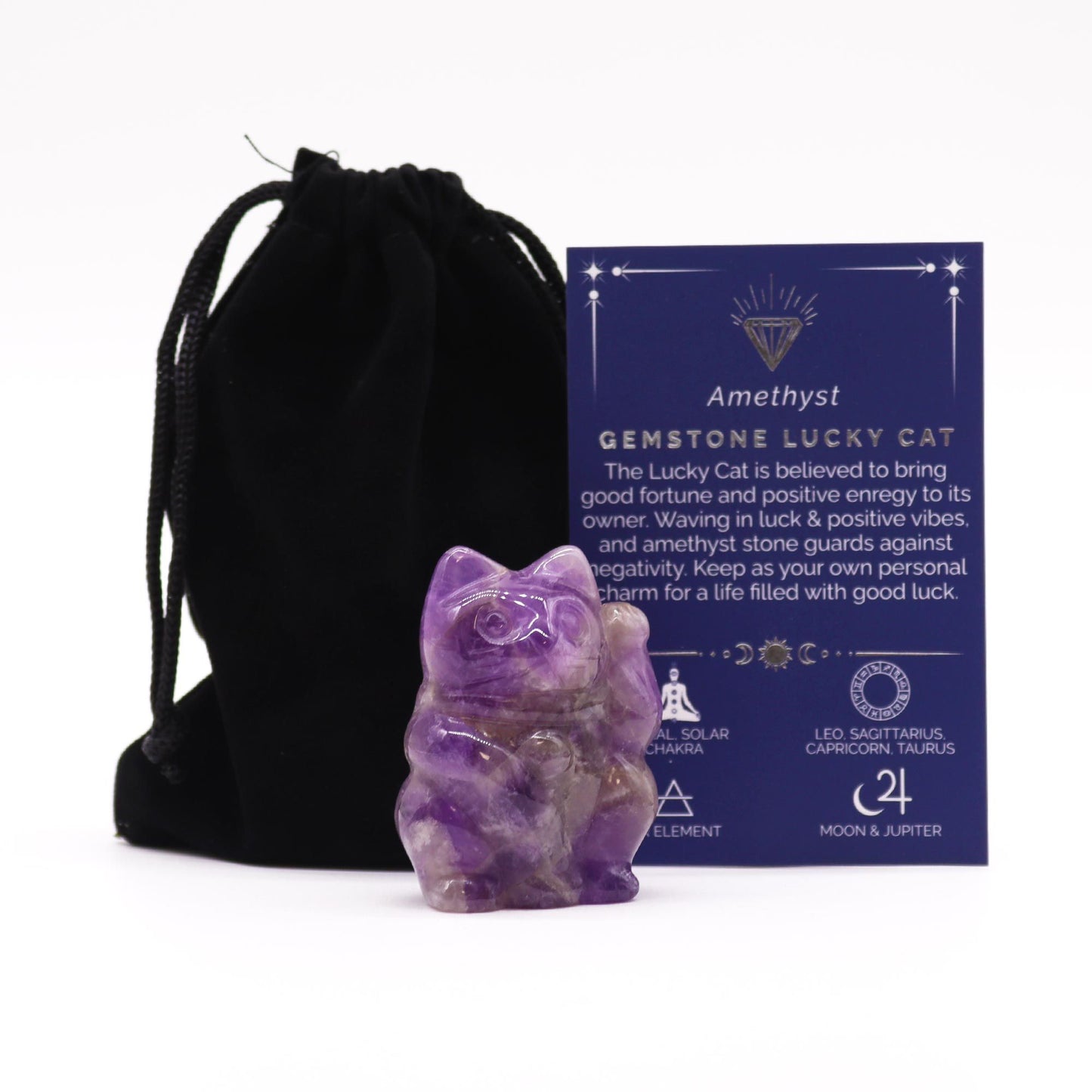 Gemstone Lucky Cat - Amethyst | Auro & Co