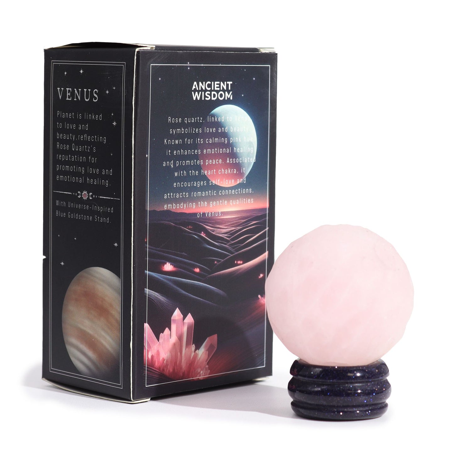 Rose Quartz Planet on a Sola Goldstone Stand (VENUS) | Auro & Co