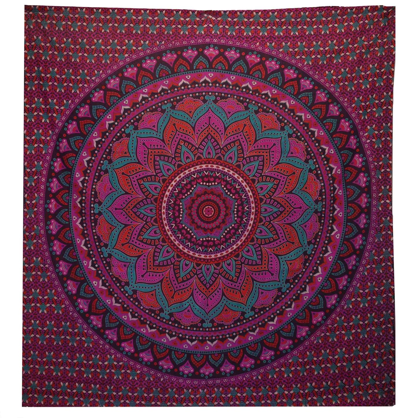 Double Cotton Bedspread + Wall Hanging - Classic Mandala - Purple | Auro & Co