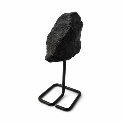 Black Tourmaline Mineral Specimen on Stand
