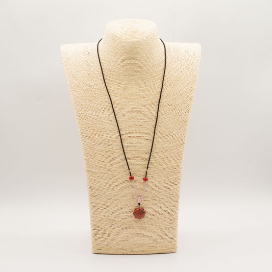 Cord Necklace Gemstone Pendant - Carnelian Sun Face – detail view