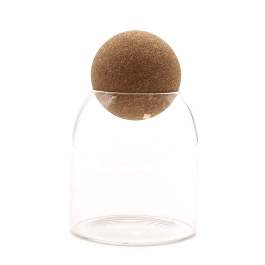 Minimalist Cork-Ball Clear Glass Jar – 10cm