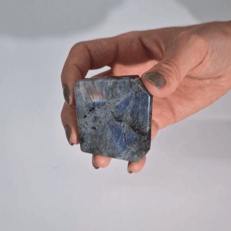 Madagascar Labradorite Tomb Stone (approx 80-100gms 50-70mm) – lifestyle shot