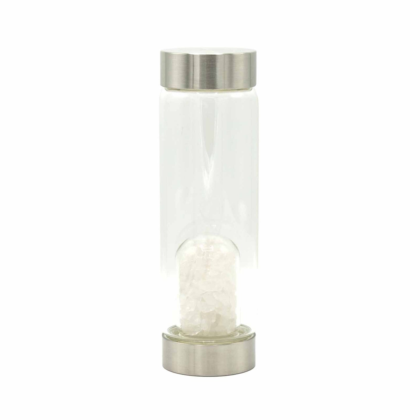 Crystal Infused Glass Water Bottle - Cleansing Clear Quartz - Chips | Auro & Co