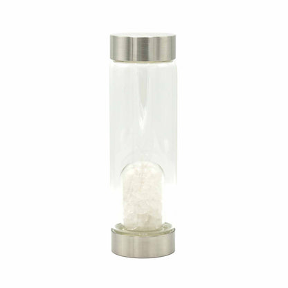 Crystal Infused Glass Water Bottle - Cleansing Clear Quartz - Chips | Auro & Co