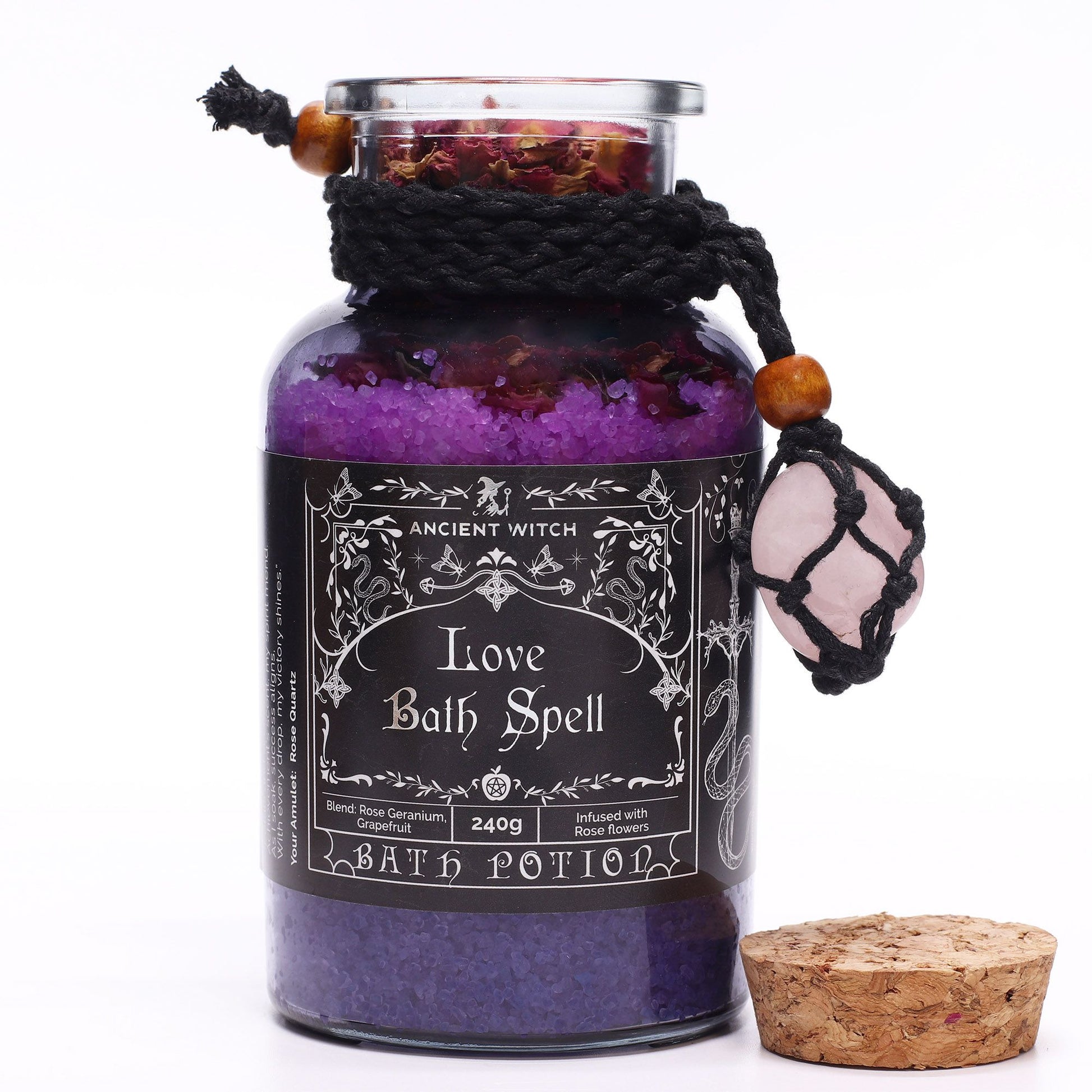 Ancient Witch Love Bath Spell Potion – Rose Quartz Ritual Bath (240g) | Auro & Co