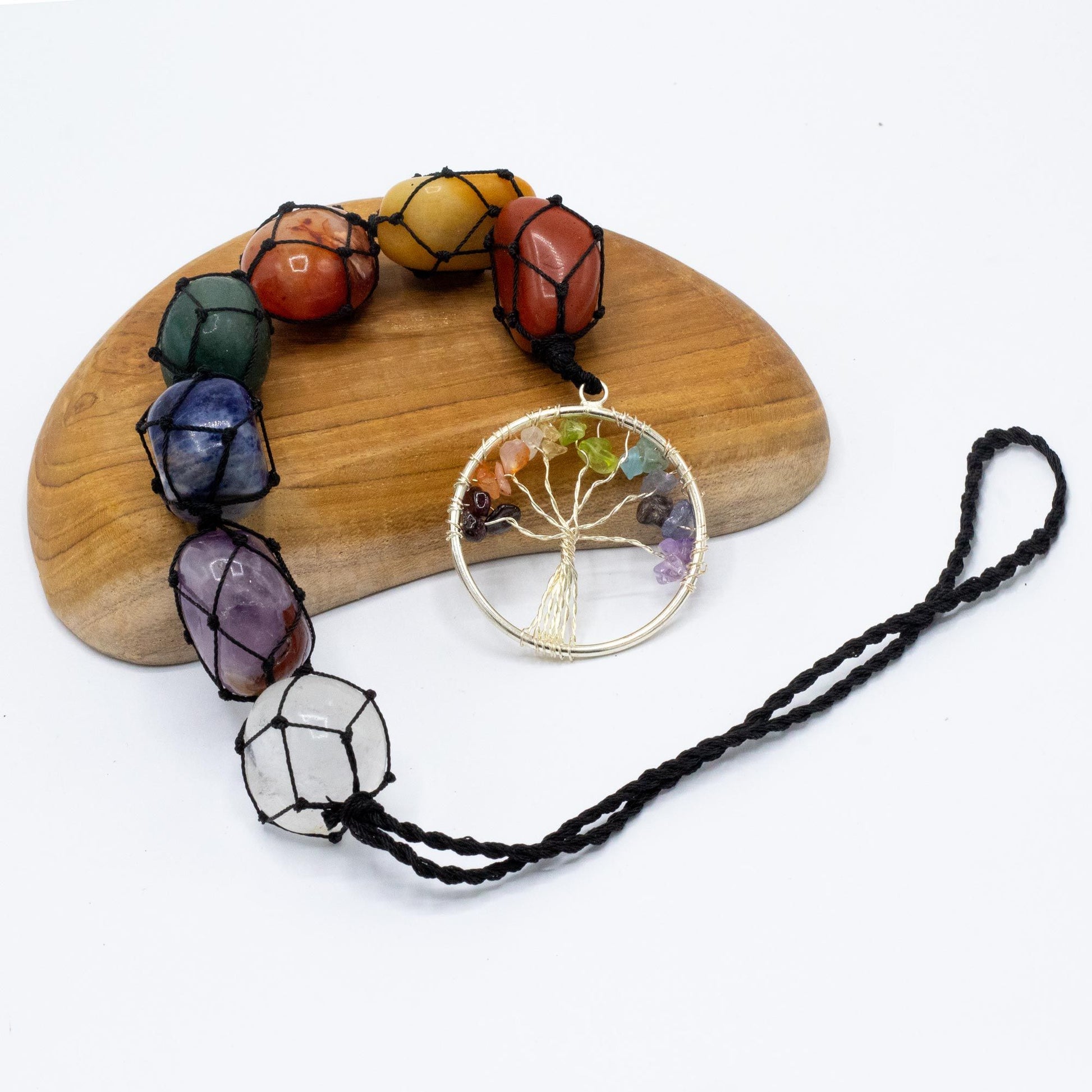 Hanging Chakra Stone  Pendant - Tree of Life – detail view