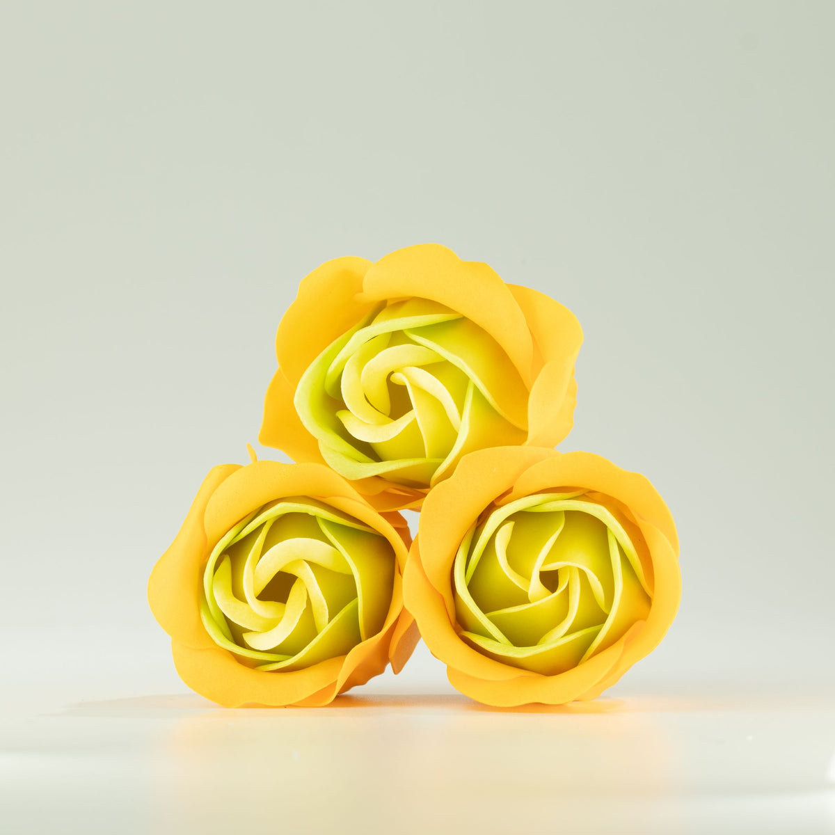 Spring Roses Soap Flower Heart Box, Yellow, Set of 3