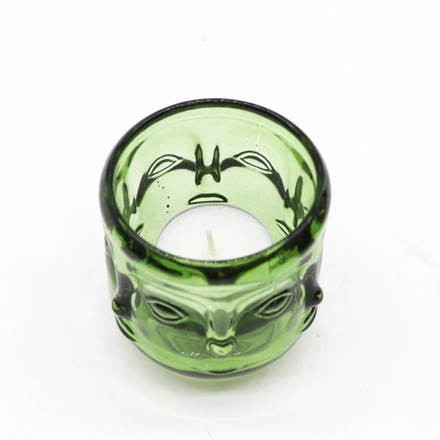 Buddha Faces Candle Jar - Garden Jade – detail view
