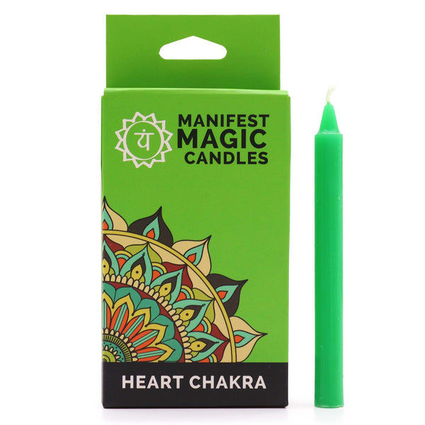 Manifest Magic Candles (pack of 12) - Green - Heart Chakra | Auro & Co