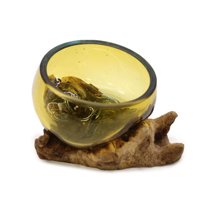 Amber Molten Glass Mini Bowl on Gamal Wood