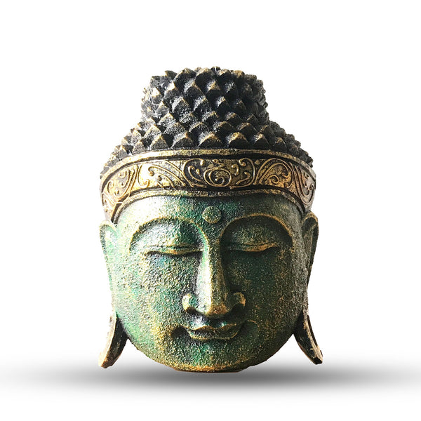 Home Decoration Buddha Head - 25cm - Green Shine Finish | Auro & Co