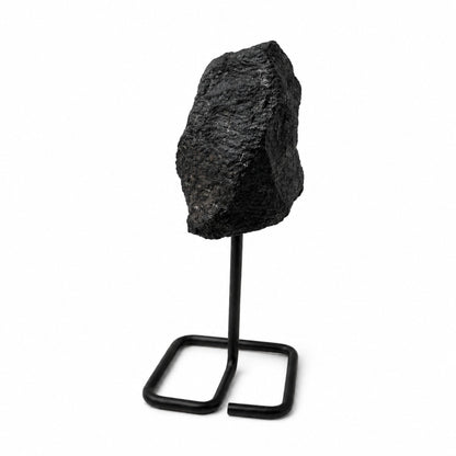 Black Tourmaline Mineral Specimen on Stand