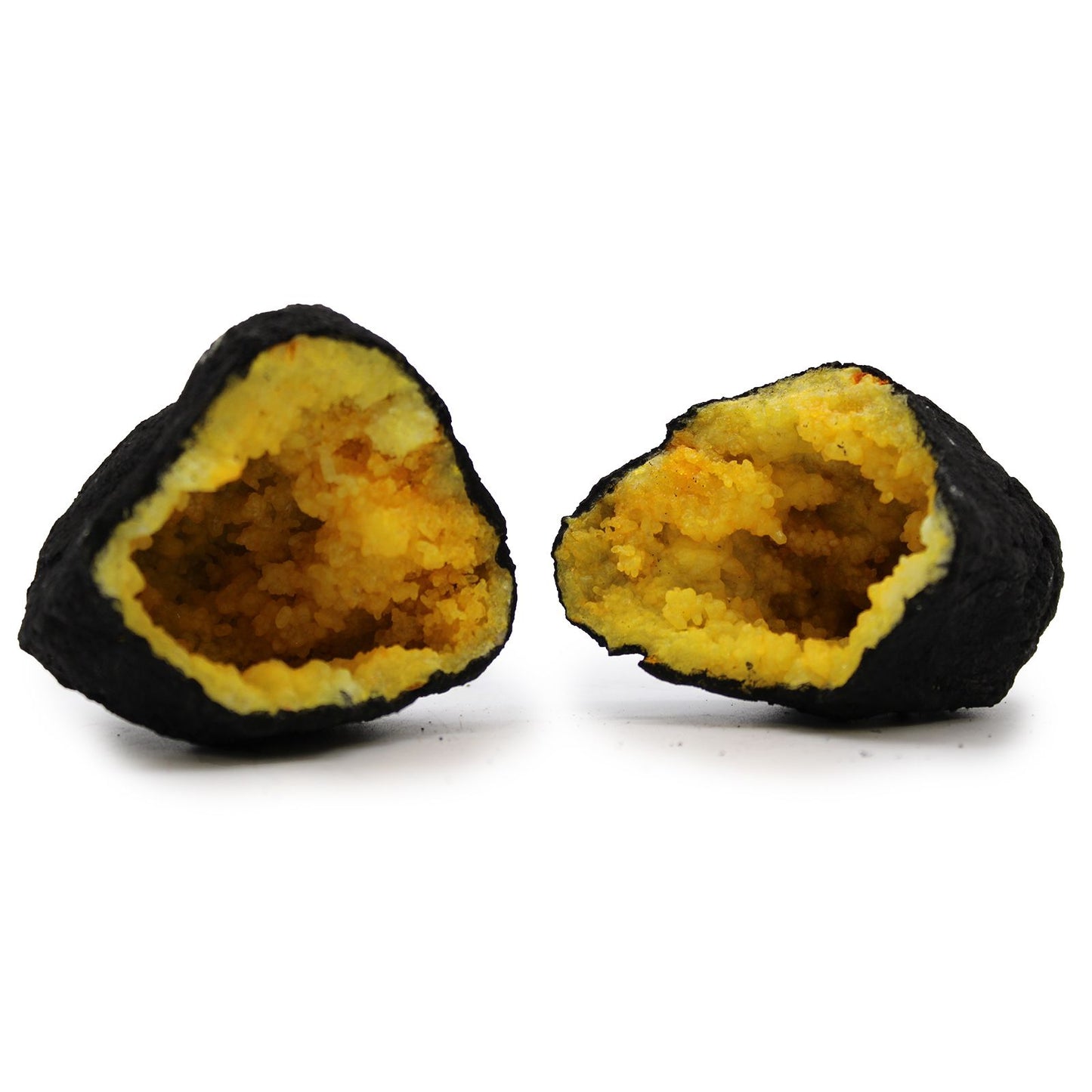 Coloured Calsite Geodes - Black Rock - Yellow | Auro & Co