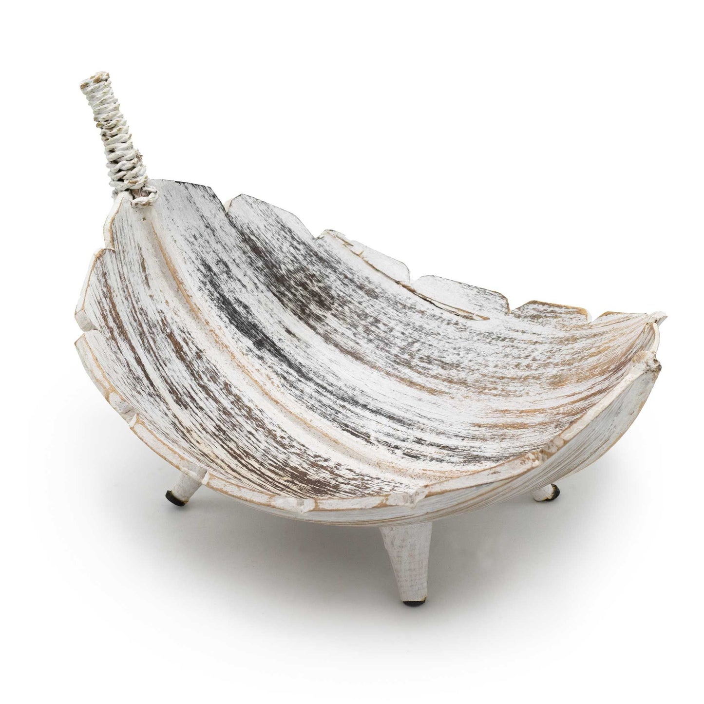 Curved Artisan Serving Bowl – Whitewash Finish