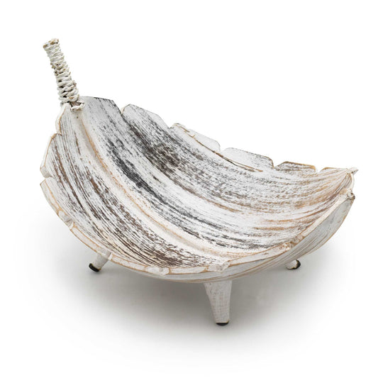 Curved Artisan Serving Bowl – Whitewash Finish