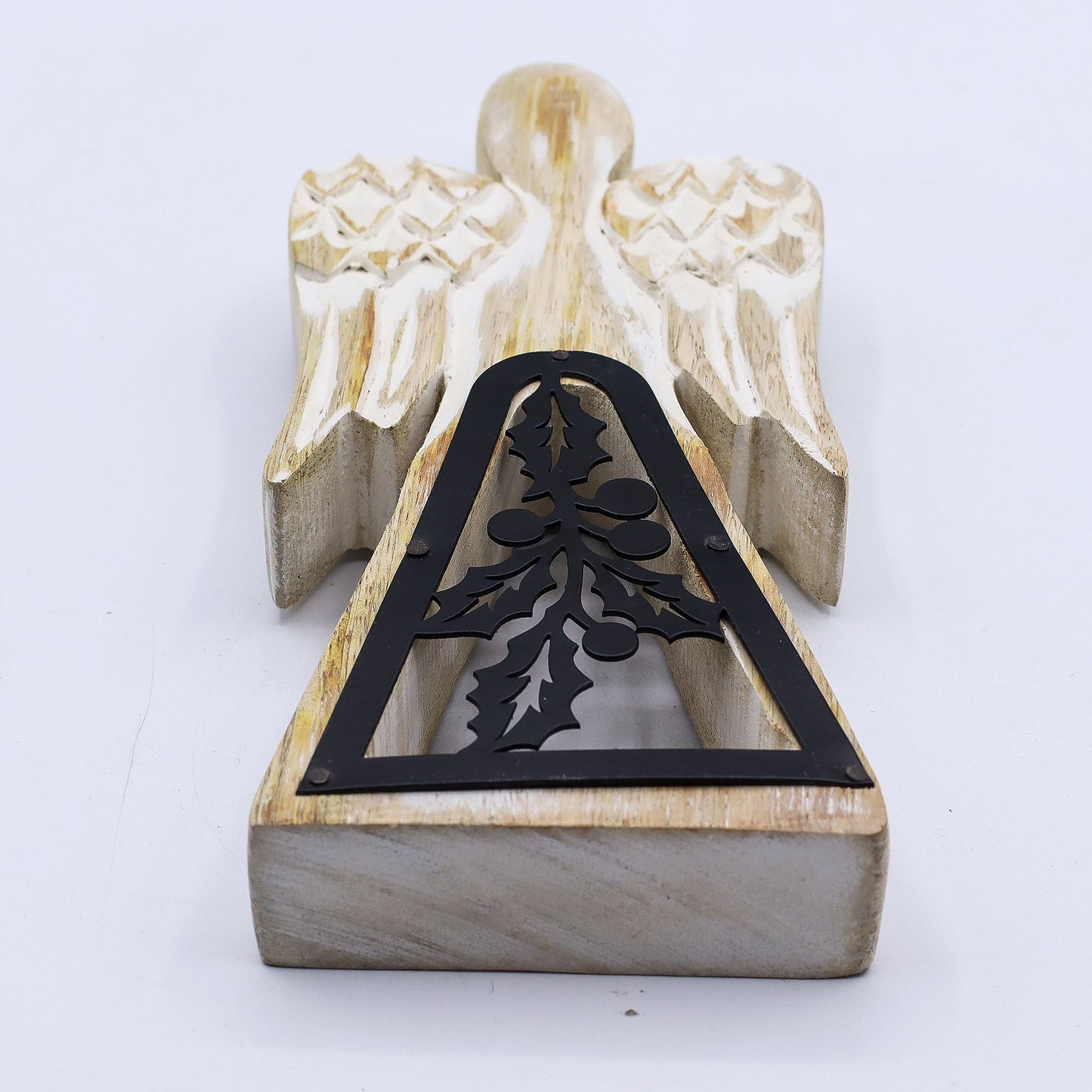 Mango Wood Angel - Whitewash with Iron Decor Cut Out – product image 5