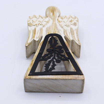 Mango Wood Angel - Whitewash with Iron Decor Cut Out – product image 5