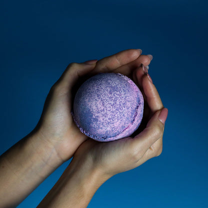 Set of 3 Yorkshire Violet Bath Bombs – lifestyle shot