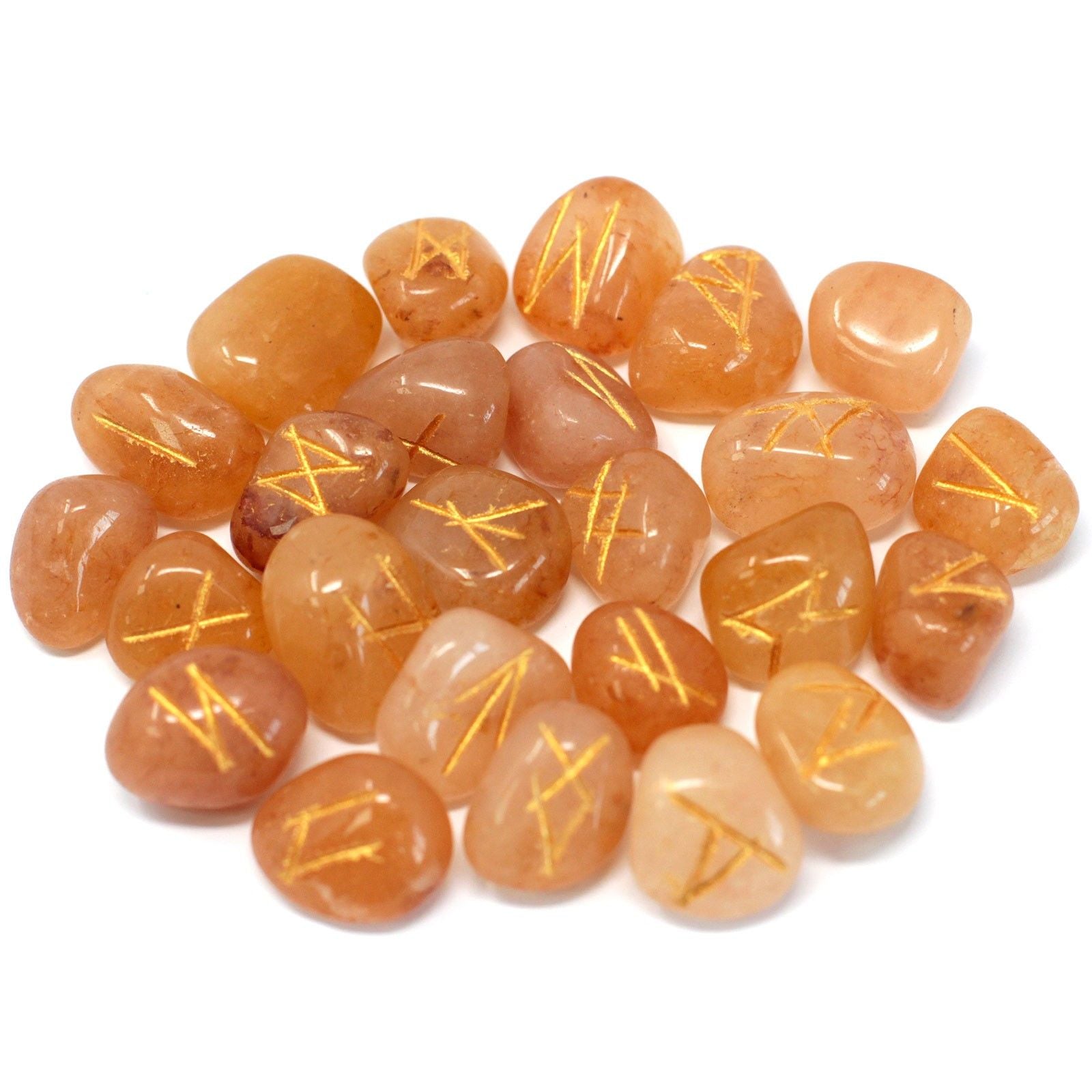 Runes Stone Set in Pouch- Yellow Aventurine | Auro & Co