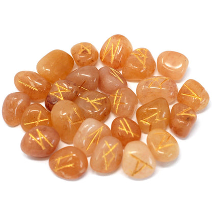 Runes Stone Set in Pouch- Yellow Aventurine | Auro & Co