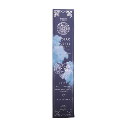 Zodiac incense sticks packaging with Aries design on a white background