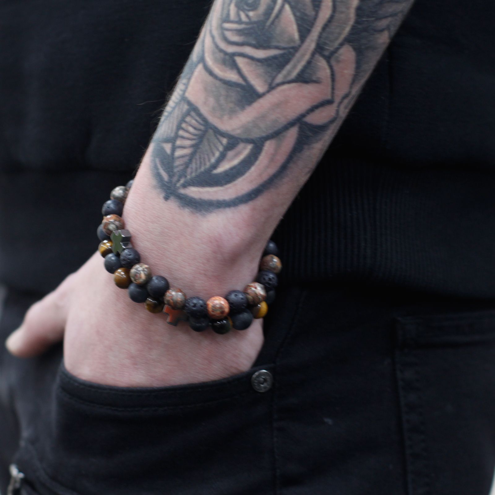 Set of 2 Gemstones Friendship Bracelets - Power - Tiger Eye & Black Stone – product image 5
