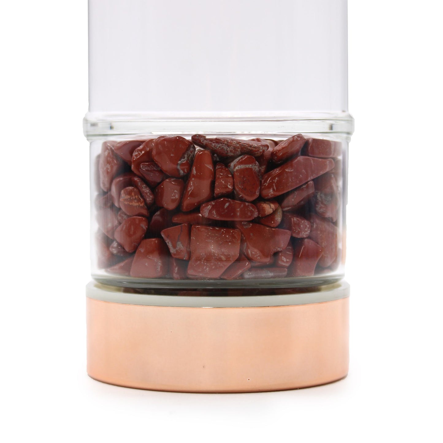 Crystal Glass Tea Infuser Bottle - Rose Gold - Red Jasper – detail view