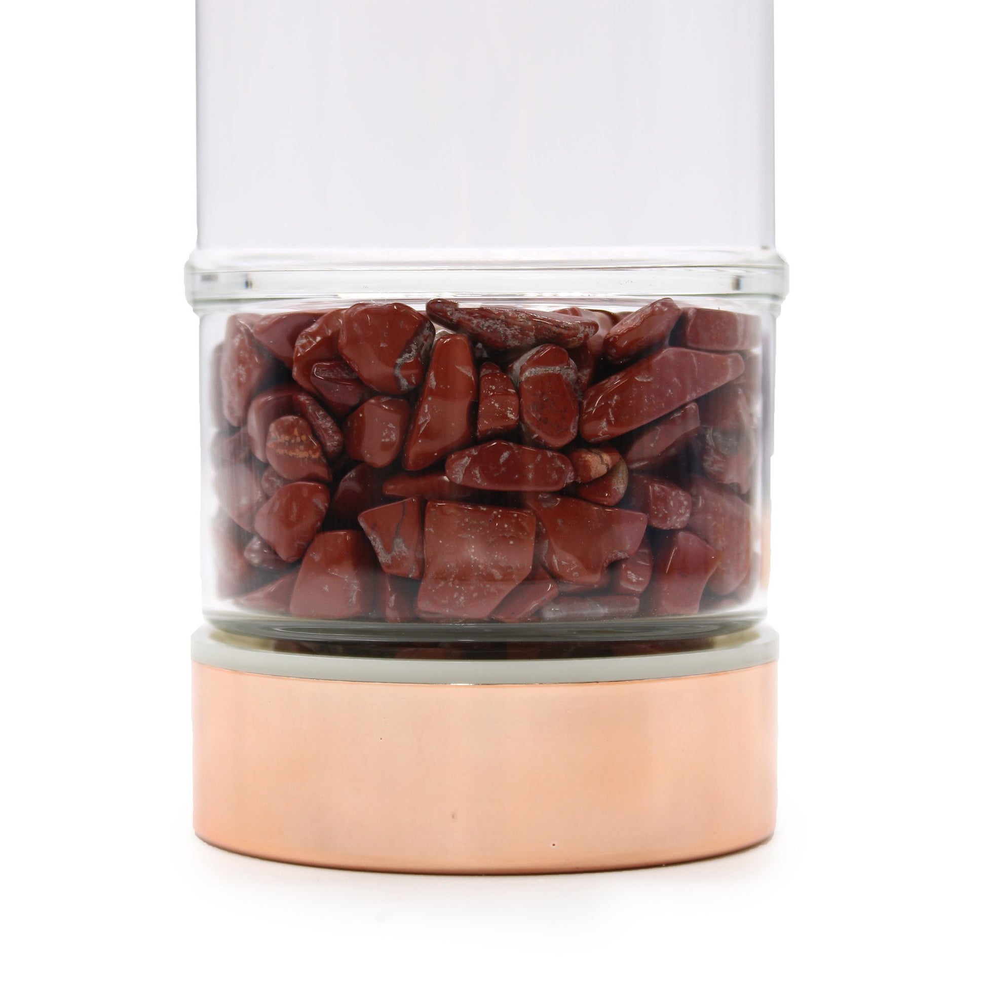 Crystal Glass Tea Infuser Bottle - Rose Gold - Red Jasper – detail view