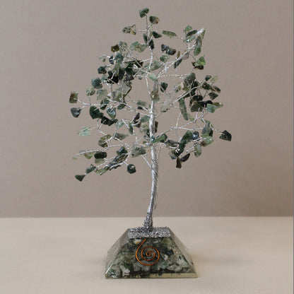 Gemstone Tree with Organite Base - 160 Stone - Moss Agate – detail view
