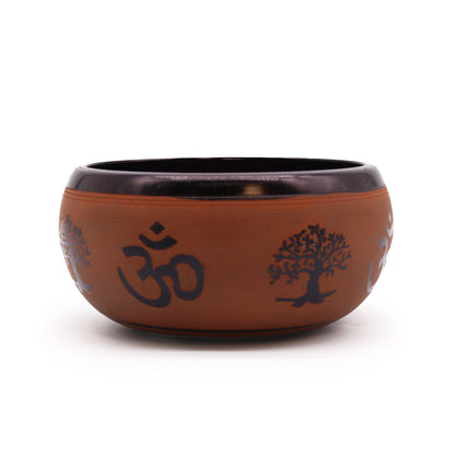 Earth Powder Singing Bowl - Clay Om  Buddha - 16cm | Auro & Co