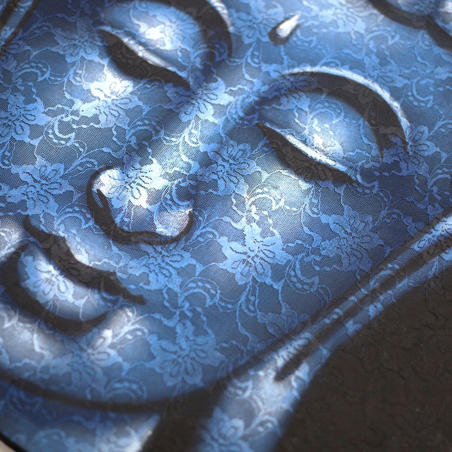 Tranquil Blue Brocade Buddha Canvas – Hand-Painted Wall Art