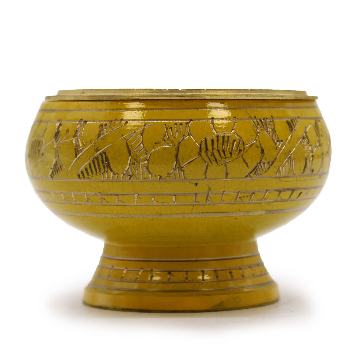 Solar Plexus Chakra Charcoal Incense Jar, Tall, Yellow, Brass