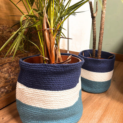 Set of 3 Evil Eye Jute Rope Baskets