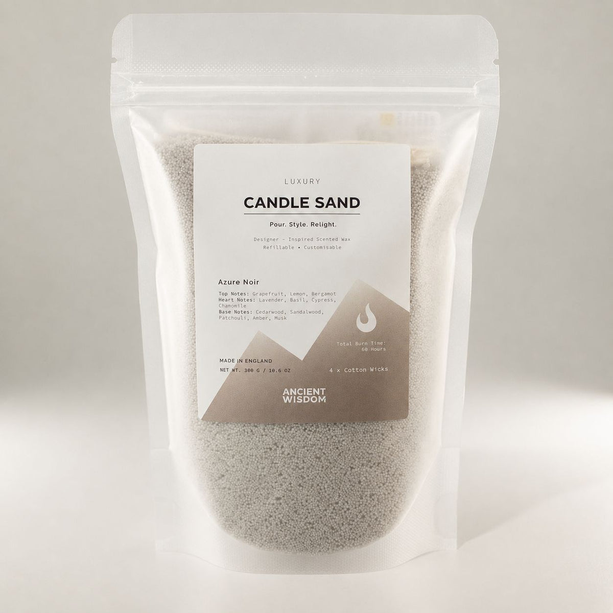 Azure Noir Candle Sand - Warm Grey, 300g