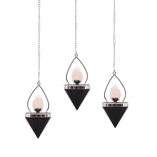 Gemstone Lantern of Life Pendulum - Black Agate & Rose Quartz | Auro & Co