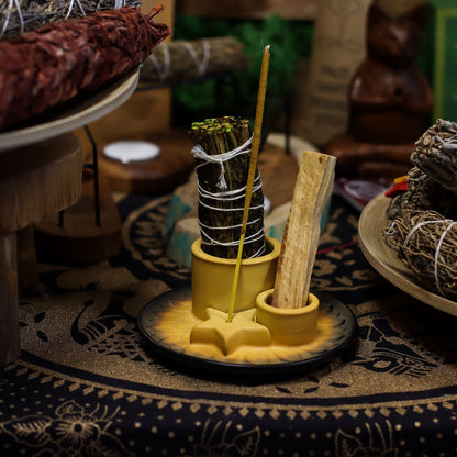 Palo Santo Stick & Smudge Holder - Mandala - Sand & Grey – product image 12