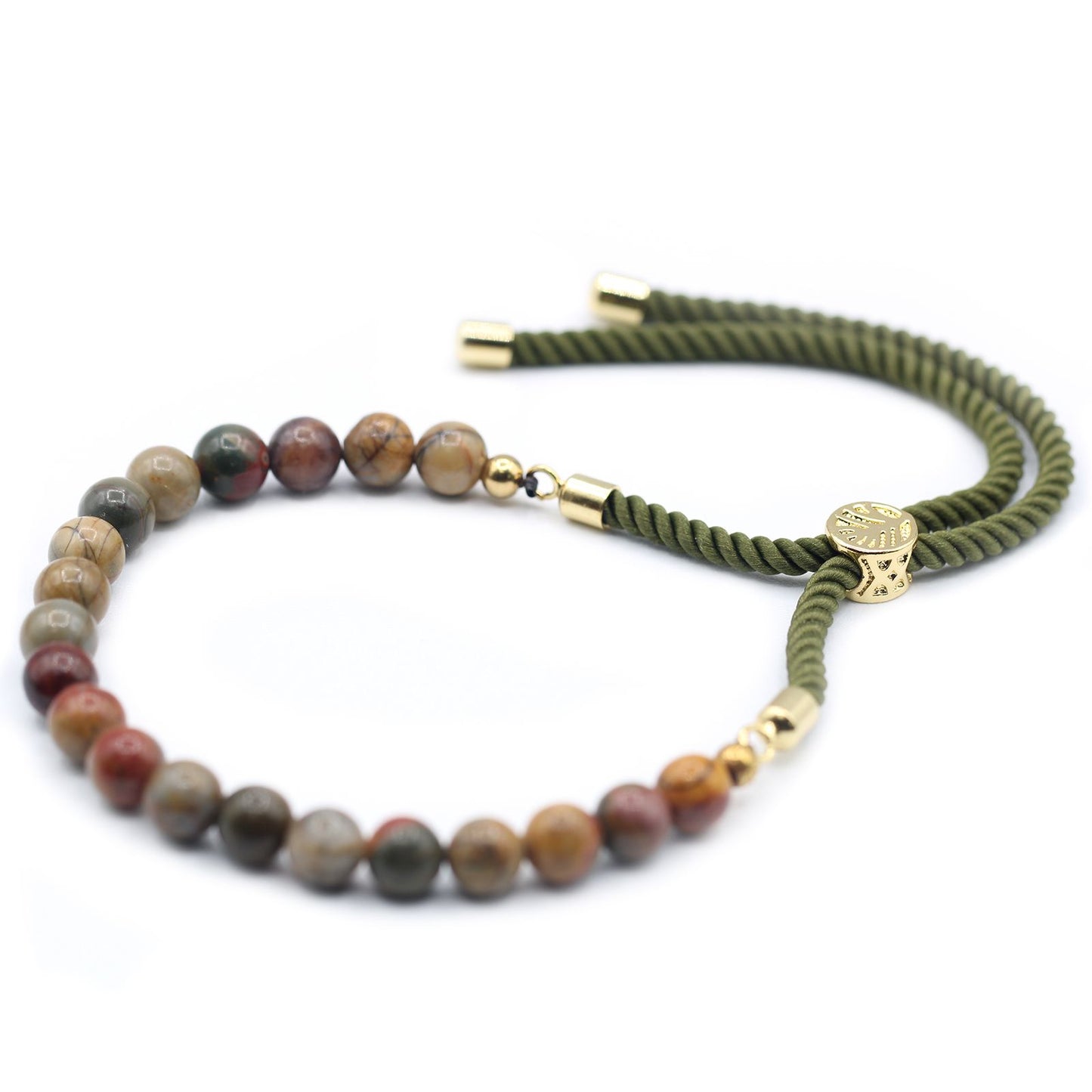 18K Gold Plated Gemstone Moss String Bracelet -  Picasso Jasper | Auro & Co