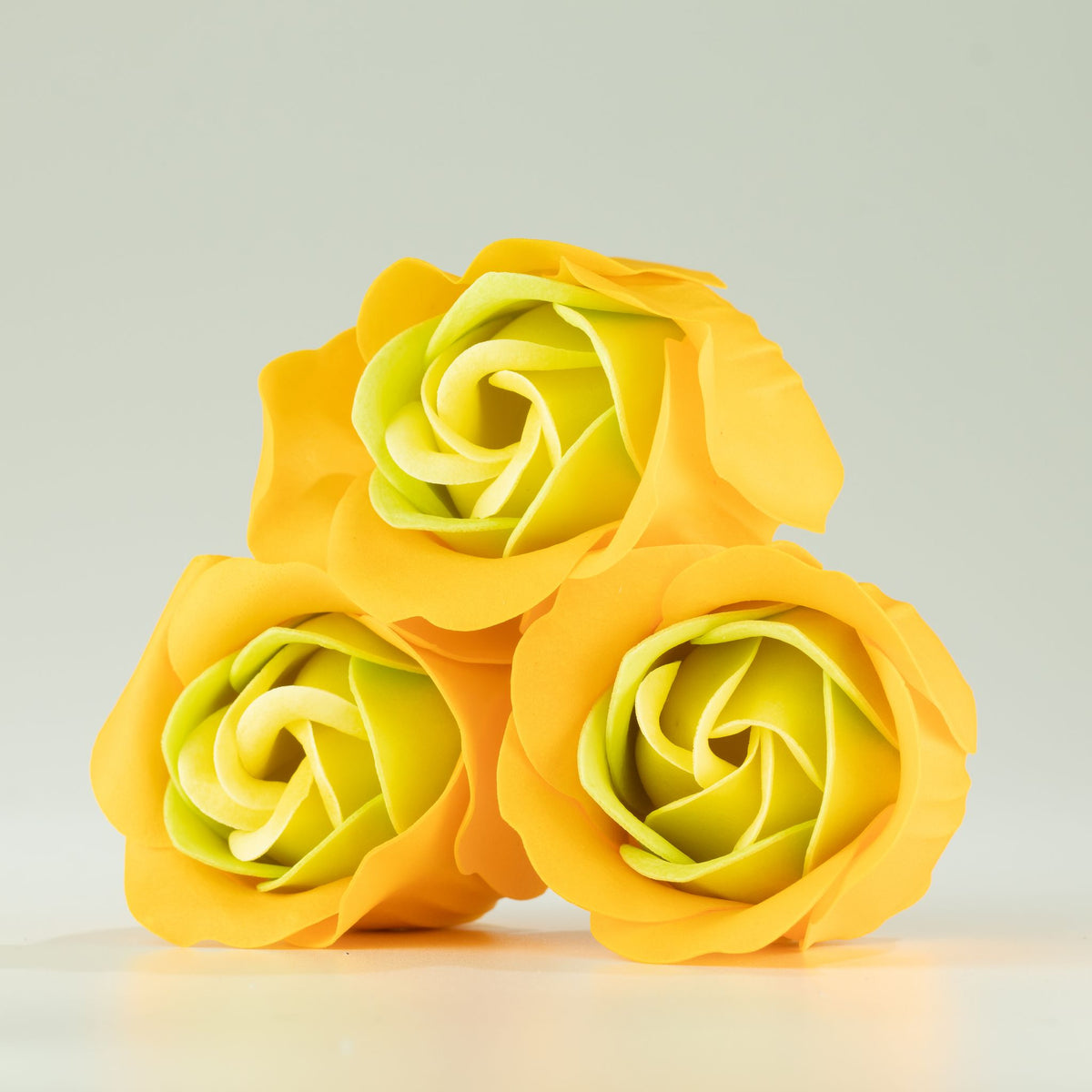 Spring Roses Soap Flower Heart Box, Yellow, Set of 3