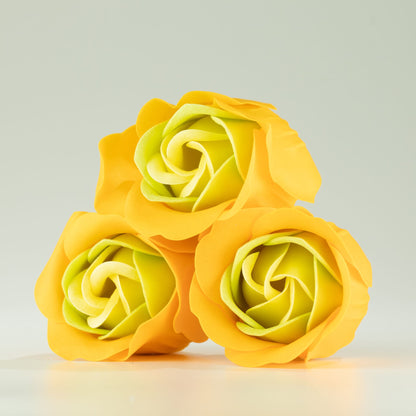 Spring Roses Soap Flower Heart Box, Yellow, Set of 3