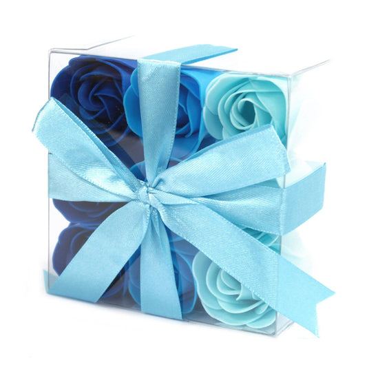 Set of 9 Soap Flowers - Blue Wedding Roses | Auro & Co