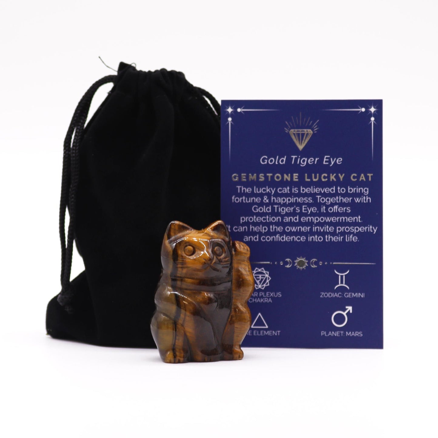 Gemstone Lucky Cat - Gold Tiger Eye | Auro & Co