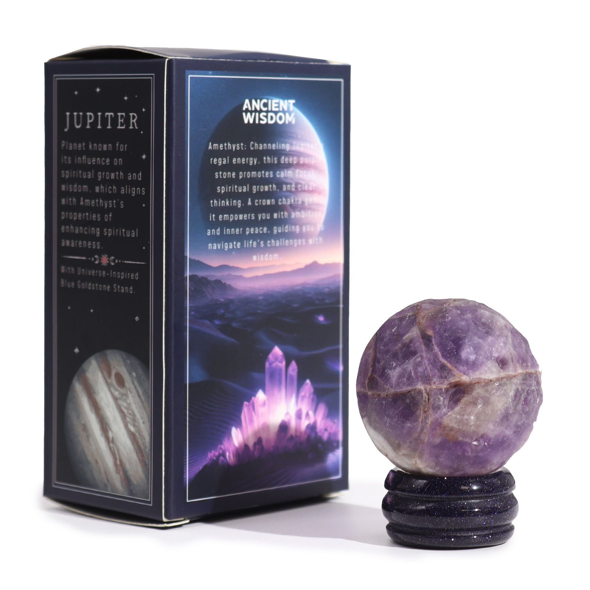 Ametyst Planet on a Sola Goldstone Stand (JUPITER) | Auro & Co