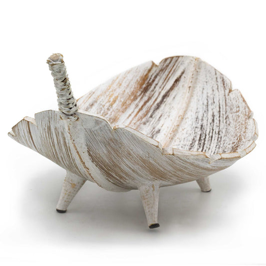 Curved Artisan Serving Bowl – Whitewash Finish