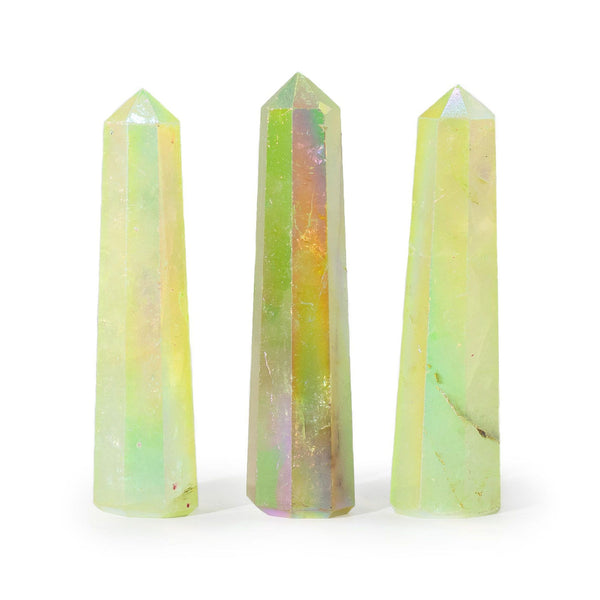 Gemstone Obelisk Point approx 9cm - Aurura Crystal Quartz - Pale Green | Auro & Co